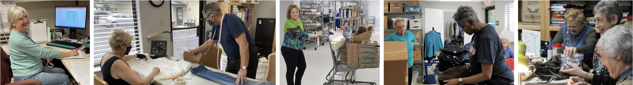 FISH Volunteers in the food pantry and clothes closet, performing typical tasks